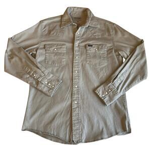 Wrangler Western Premium Performance Advanced Comfort Gray Mens Button Up Top M